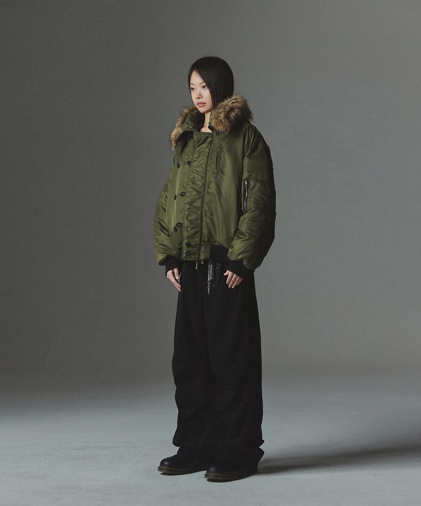 Not4Nerd Fur Hooded N2B Bomber Jacket - Khaki