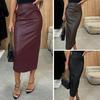 Gonna Lunga Sexy Bodycon da Donna in Ecopelle Vita Alta Gonna a Matita Vestibilità Stretta con Spacco Posteriore per Club Appuntamenti Feste Ufficio Uso Quotidiano
