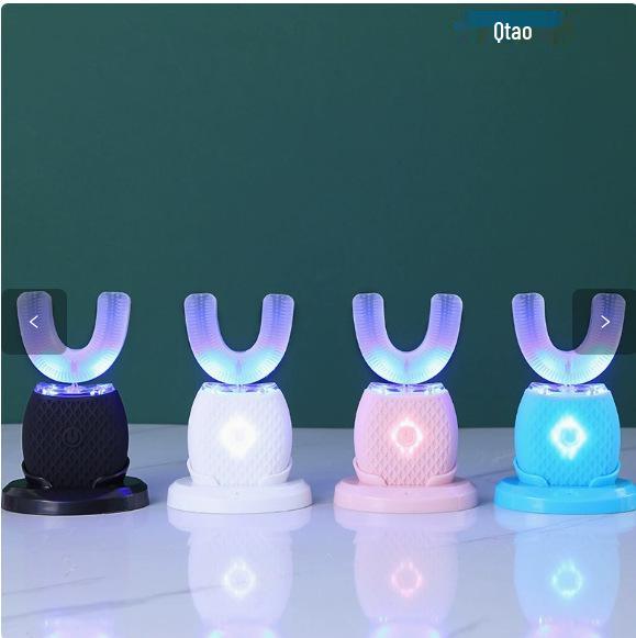 U-Shaped Waterproof Silicone Electric Toothbrush with Mouthguard for Couples, Ultrasonic Induction Charging