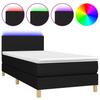 Box Spring Bed with Mattress & LED Black 90 x 190 cm Fabric