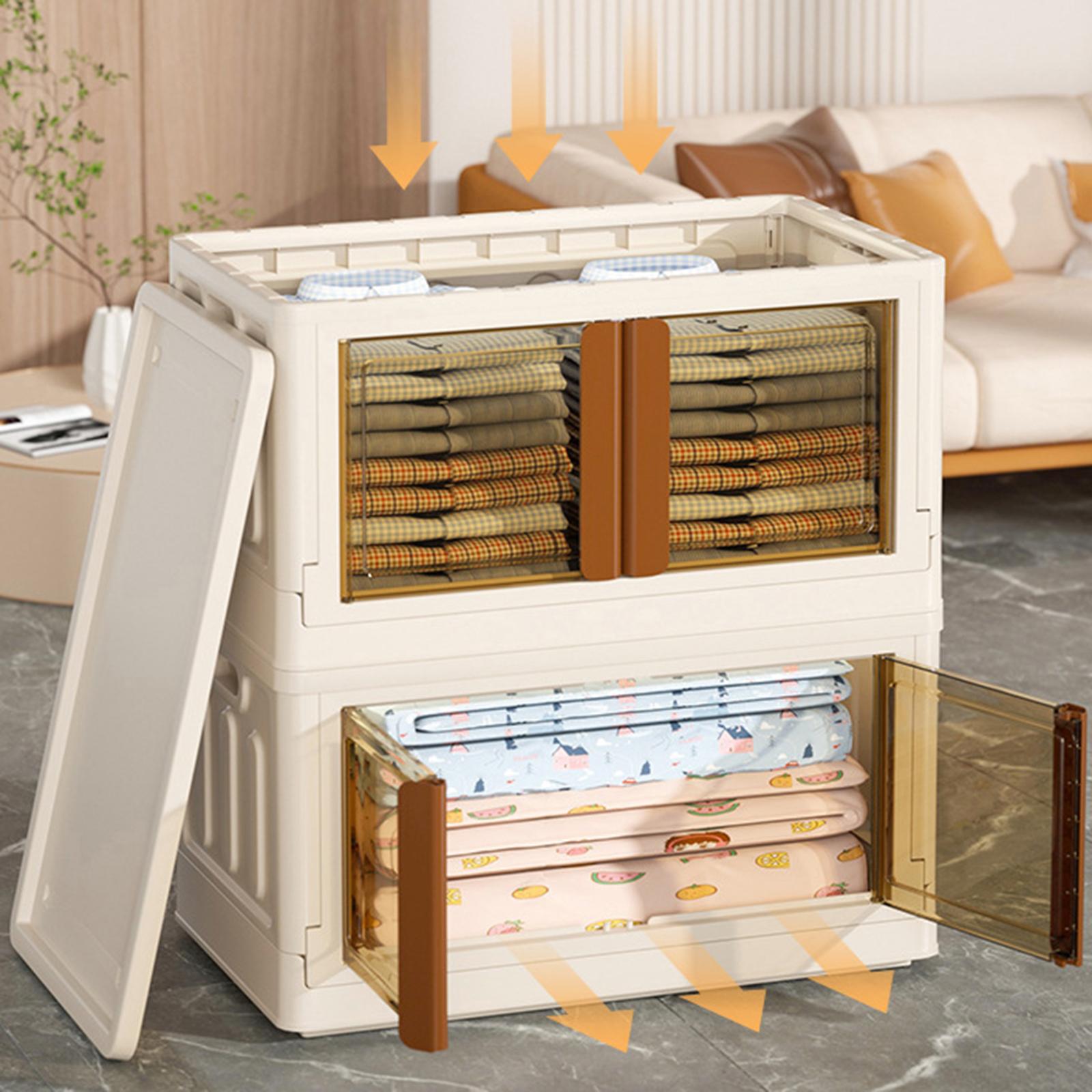 

ZY-HE021 32L PP+HIPS Clear Door Folding Storage Box Home Toy Clothes Organizer Type A
