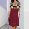Women's Retro 3D Short-sleeved Pullover Summer Round Neck Dress Simple and Elegant Loose Skirt