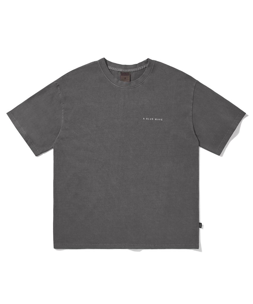 Peullukeu Blue Wave Pigment Short Sleeve T-Shirt Dark Gray Fst733