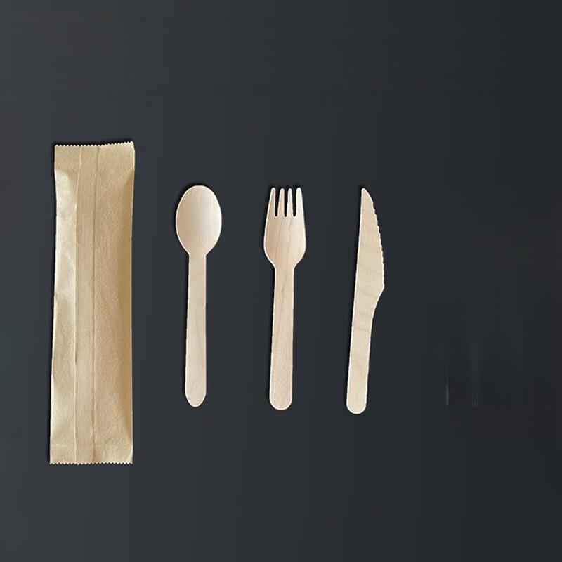 ZISIZ 14cm Disposable Wooden Cutlery 4-Piece Set