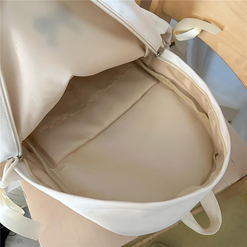 Zaino con Ricamo a Fiocco Pizzo di Nylon Borsa Scolastica per Studenti