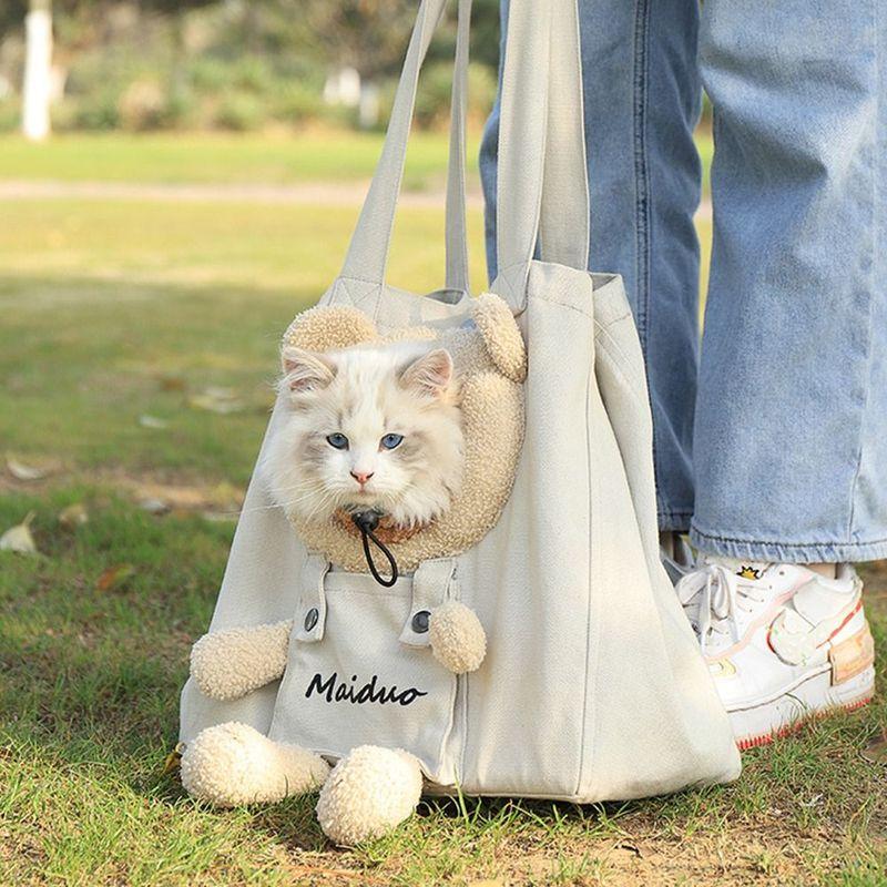 Canvas Handtasche Haustierbedarf Katze Umhängetasche Haustier Rucksack Tragetasche Welpe Umhängetasche