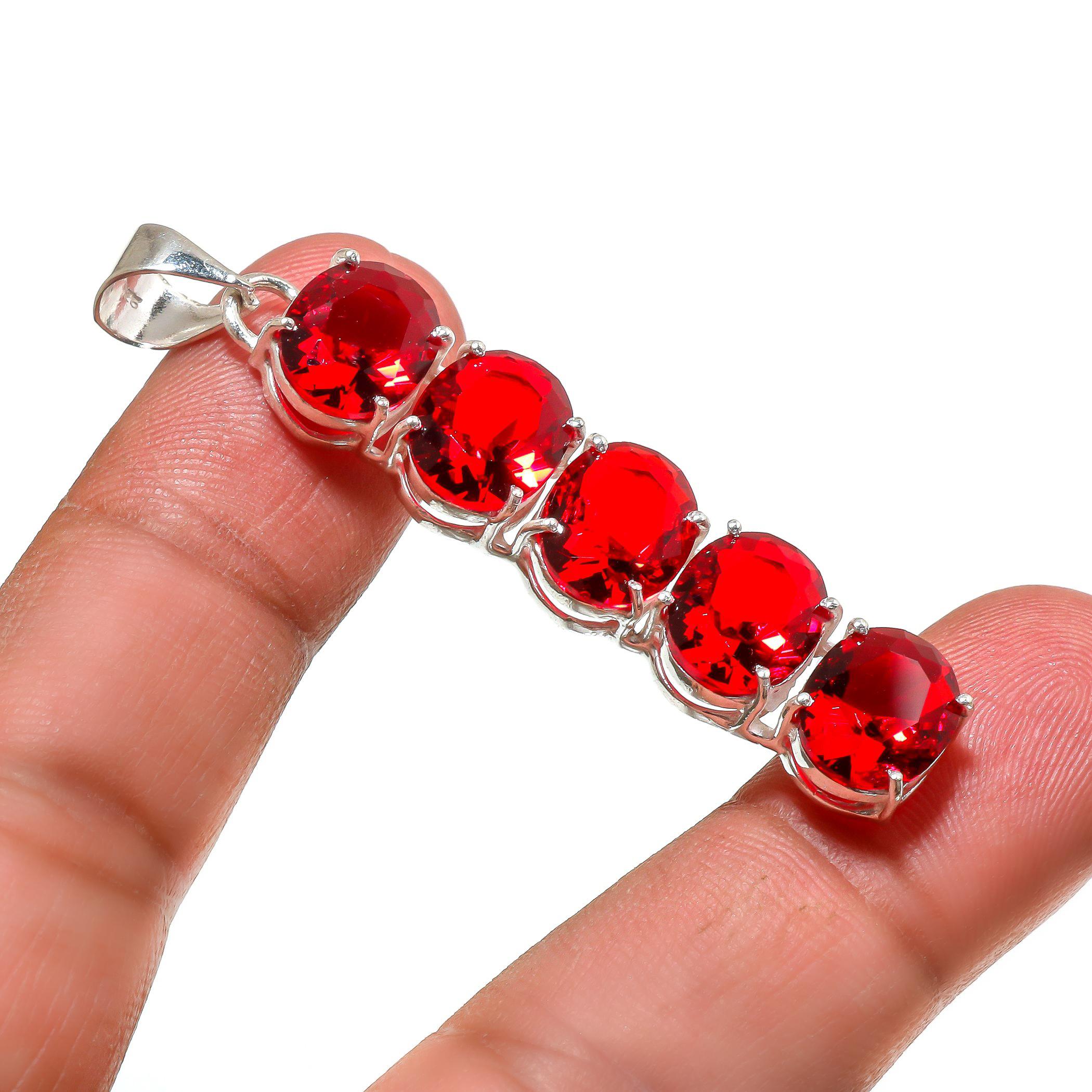 

Серебро 925 пробы Мозамбикский Красный Гранат Драгоценный камень Подвеска ручной работы Ювелирные изделия Подвеска-звезда Ювелирные изделия Подвеска-звезда Ювелирные изделия Для Девочек Женские 2.48 Inches красный