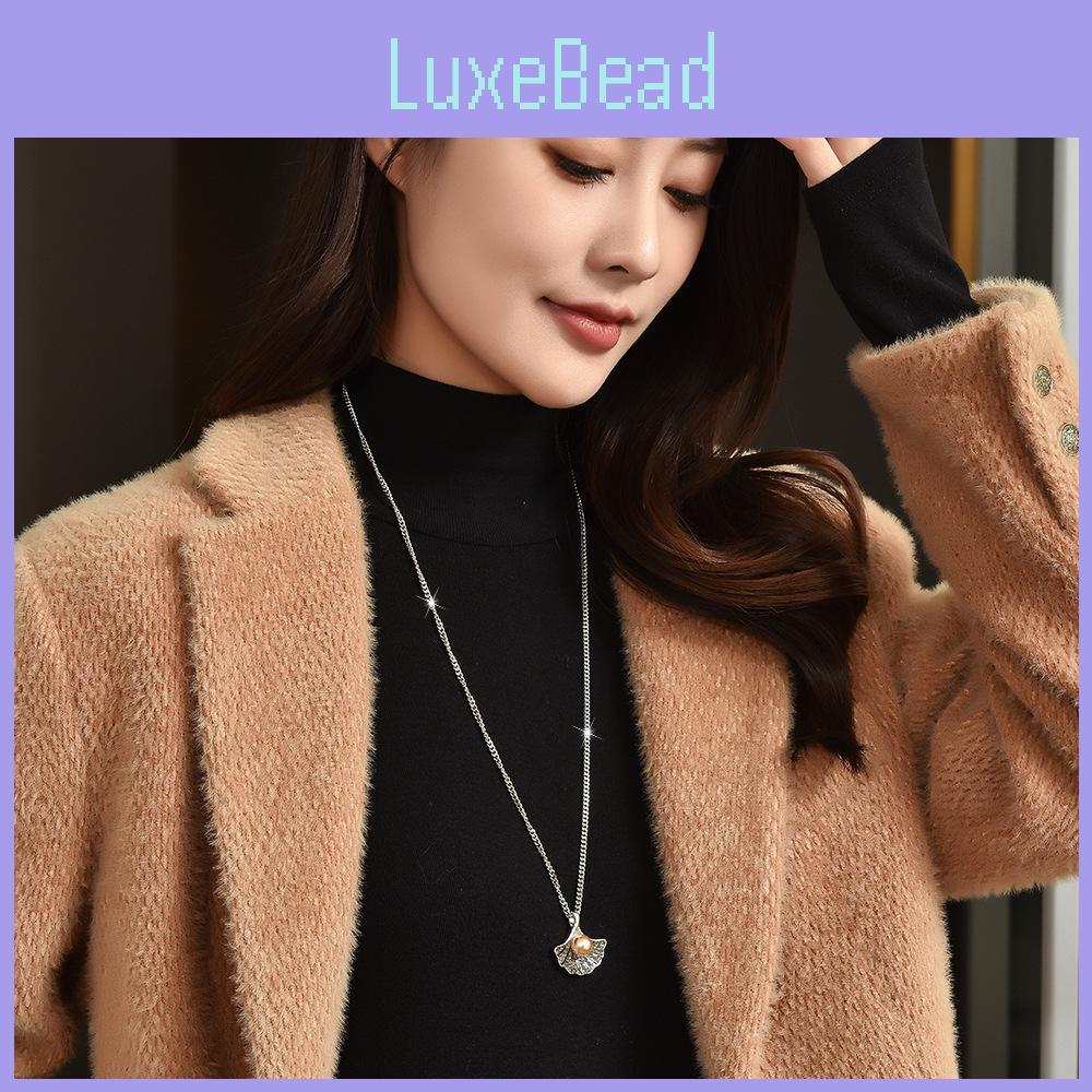 Chic Droplet Design Scallop Pearl Necklace In Fashionable Coffee Gold For Trendy Women