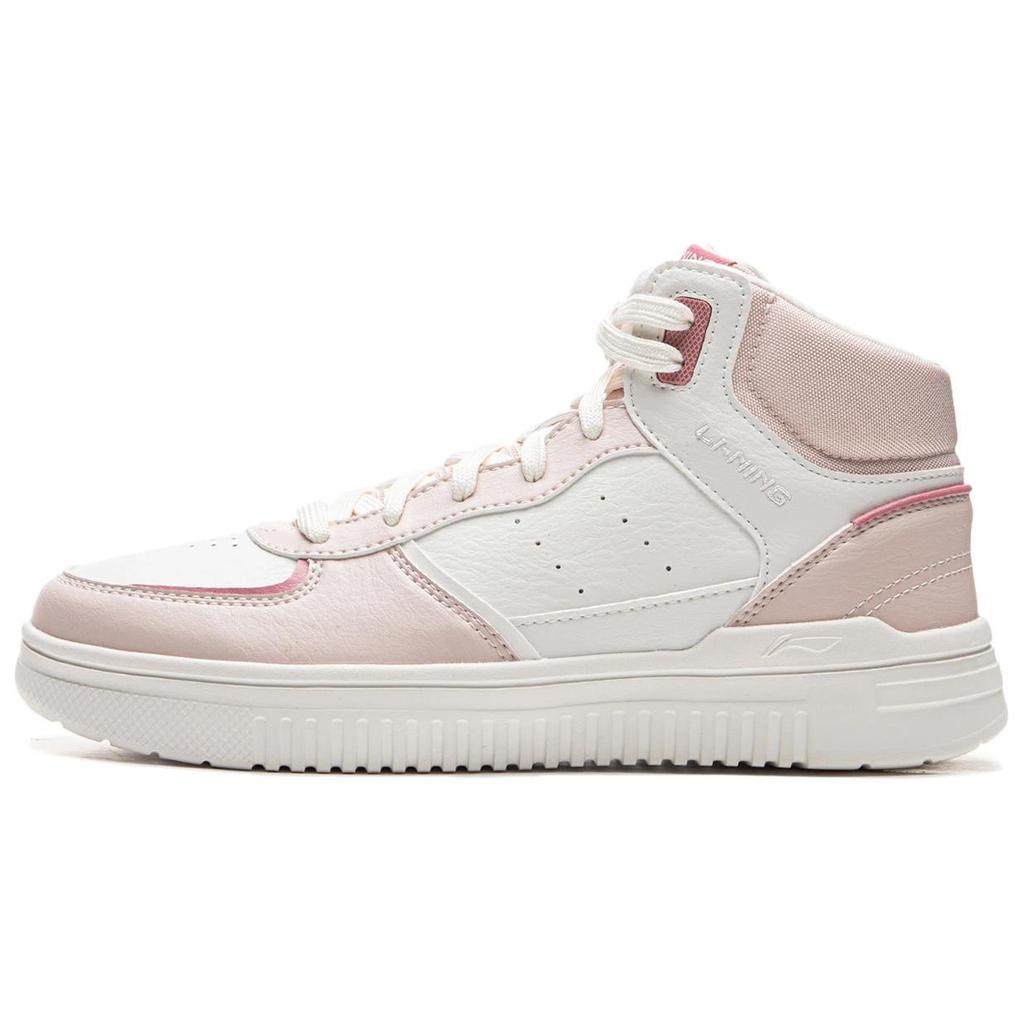 Li Ning Qiong Yun Hi Minimalist Versatile Fashion Patchwork Upper Thick Sole Rebound Non-Slip Wear-Resistant Breathable High-Top Skate Shoes AGCU550-4