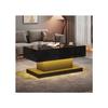 Table Basse LED Haute Brillance Table Basse 100x50x45 Cm, Avec Éclairage LED - Plateau Semi-soulevable