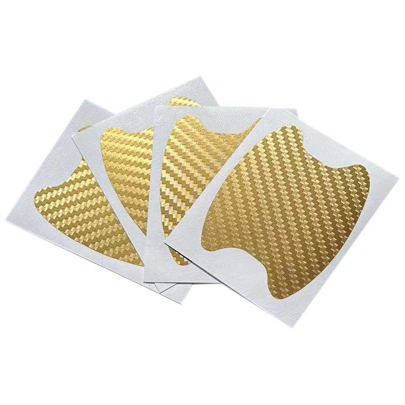 

4 шт. наклейка на дверную ручку автомобиля, наклейка на автомобиль, защита от царапин, наклейка с рисунком углеродного волокна, защитная пленка золотой