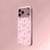 Fashion Pink Heart Bow Pattern Pink Metallic Glass Phone Case For iPhone 17 16 15 14 13 12 11 Pro Max 15 14 Plus 17Air 16E Cover