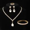 European and American bridal jewelry set simple zirconium water drop pendant rhinestone necklace earrings two wedding dress accessories