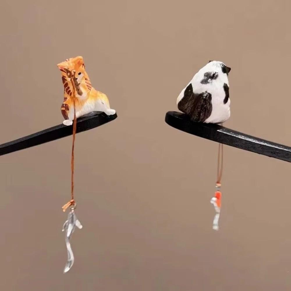 Tassel Cat Fishing Wooden Hair Stick Black Sandalwood Hairpin New Hair Styling Tools Women Girls