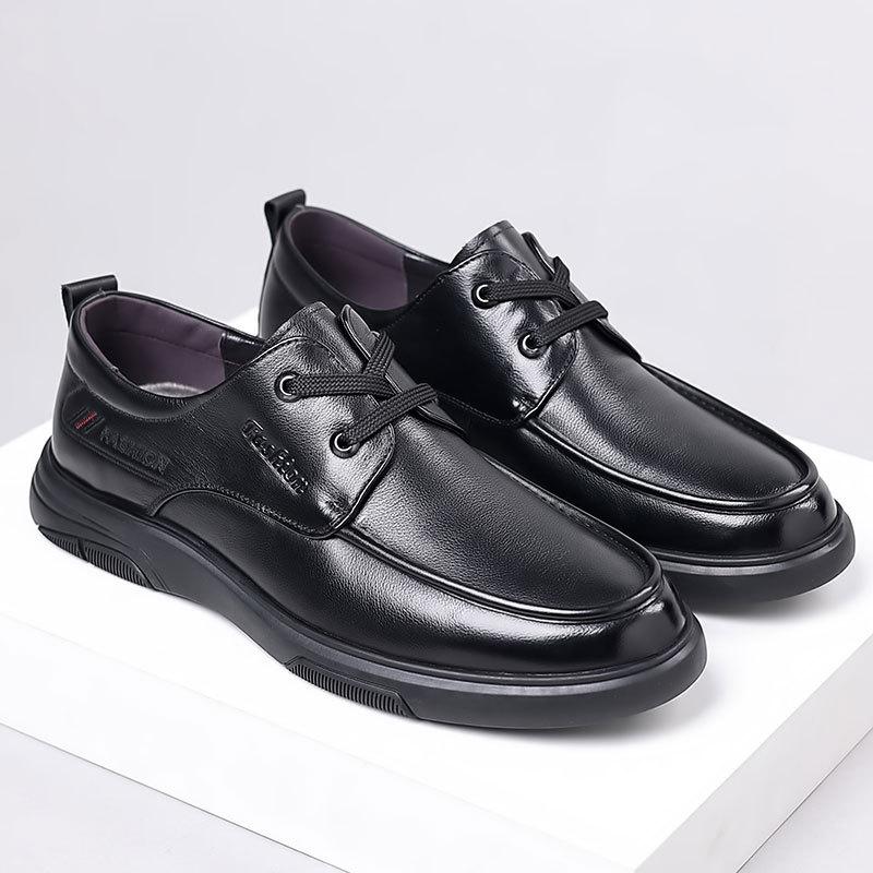 Autumn large size casual leather shoes men's leather lace-up soft-soled men's leather shoes daily single shoes first layer cowhide men's shoes 46