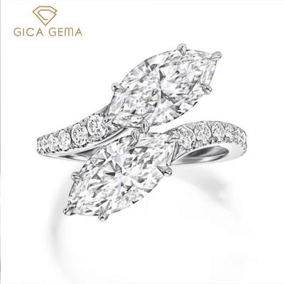 100 % 925er Sterlingsilber, Marquise-Schliff, erstellter Moissanit, Hochzeit, Verlobung, Damenringe, edler Schmuck, Geschenk