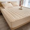 2025 New Solid Color Waterproof Bed Hat Wavy Cotton Anti-bacterial Mattress Cover Protector Skin-friendly Bed Cover with Elastic