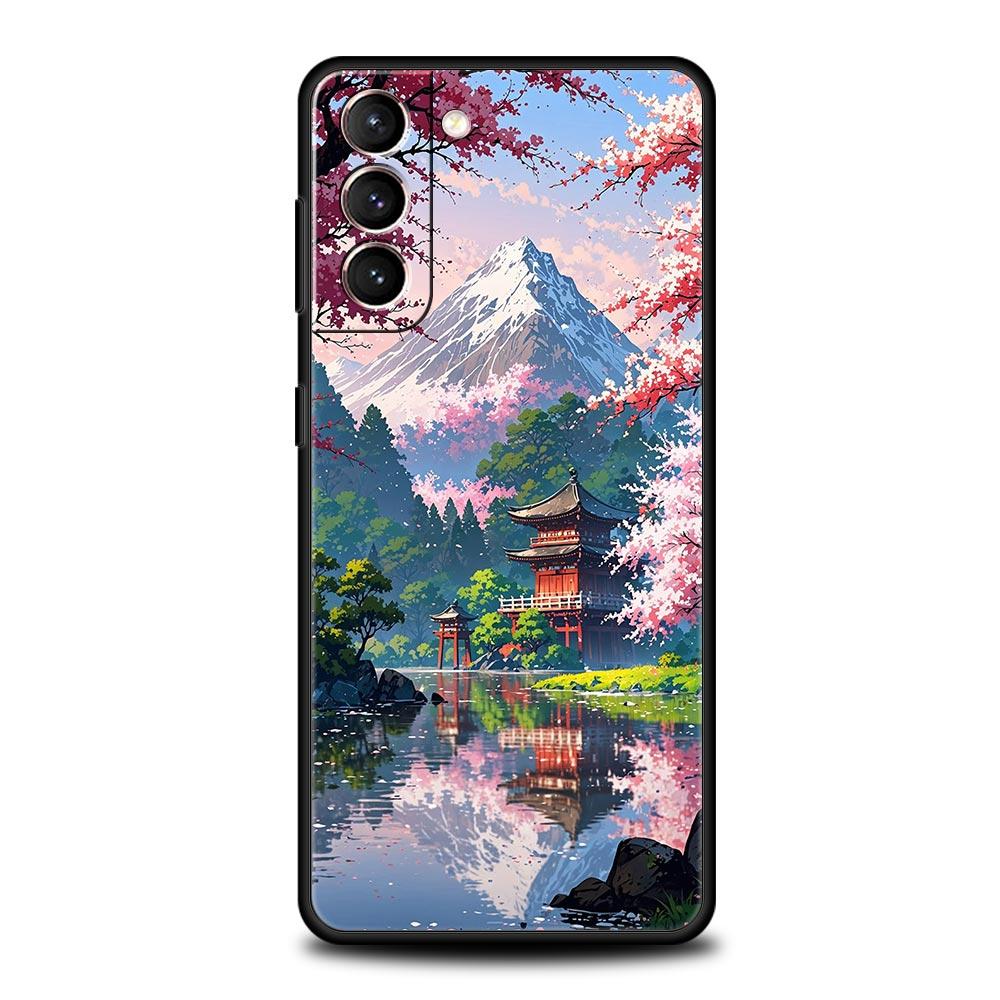 Japan Mount Fuji Painting Cherry blossom Phone Case For Samsung Galaxy S26 Ultra S25 Plus S24 FE S23 S22 5G S21 S20 Cover Soft