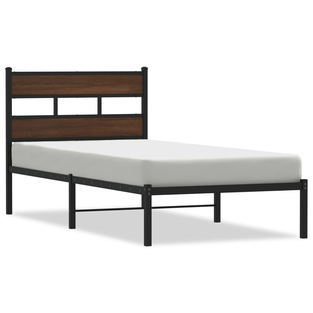 Bed Frame Without Mattress with Headboard Brown Oak Effect 75 X 190 Cm