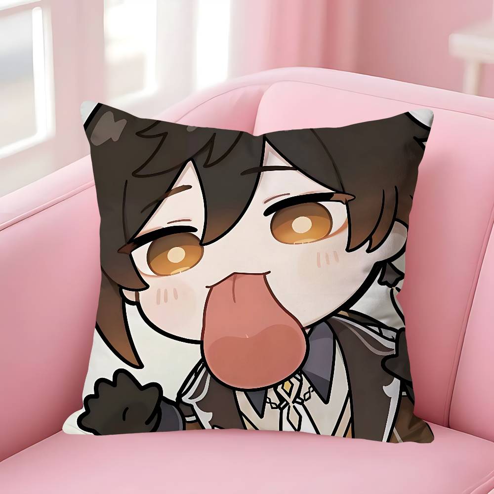 Zhongli GGenshin Impact Pillow Cases for Bedroom Living Room Sofa Home Decor Polyester Cushion Cover with Zipper