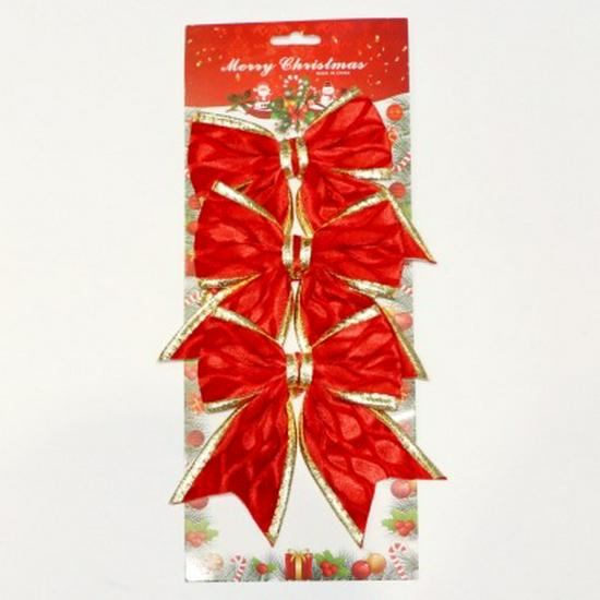 Gold-Edged Christmas Tree Ribbon Bow Holiday Decoration