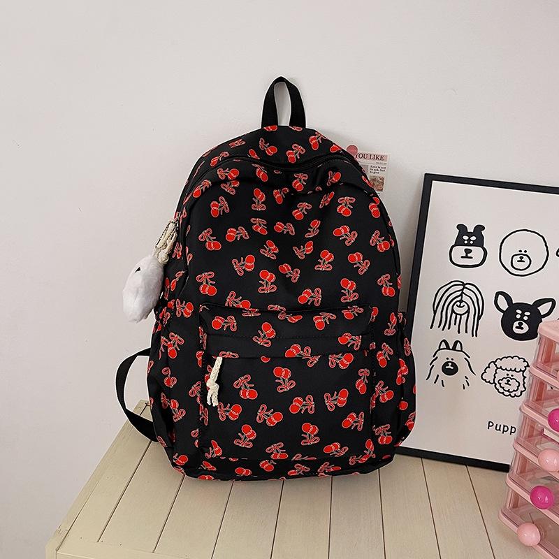 ins cute cartoon printed backpack Japanese style girl schoolbag women cute cherry travel bag