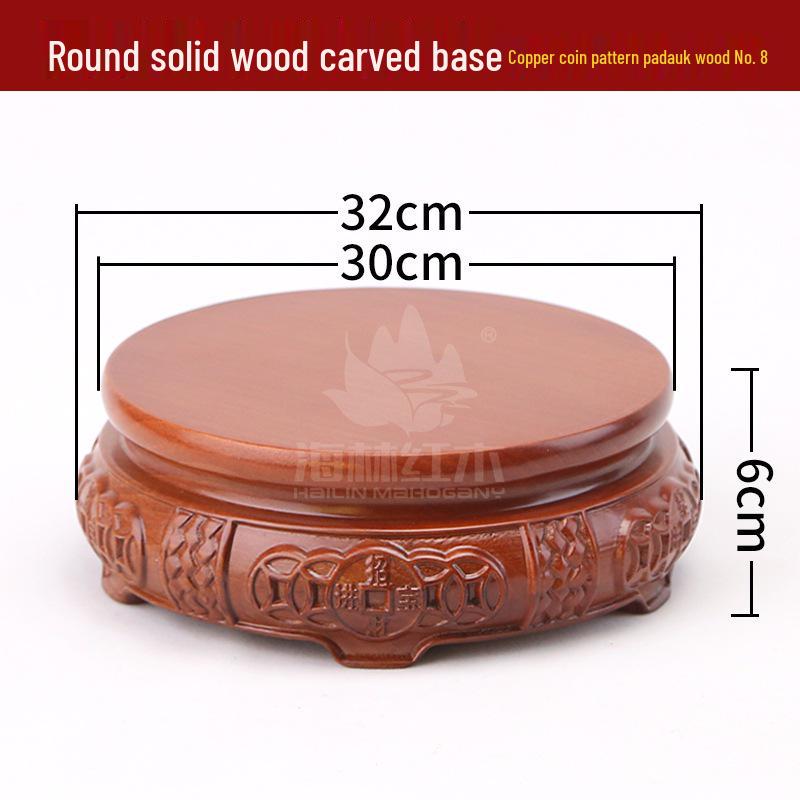 Rosewood Carved Flower Arrangement Bonsai Vase with Ebony Buddha Statue Holder.