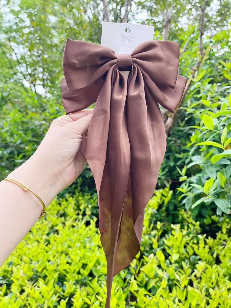 New Elegant Bow Ribbon Hair Clip Women Fashion Solid Bowknot Satin Hairpin Barrettes Girls Ponytail Clip Hair Accessories
