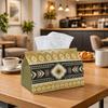1pc Southwestern Tribal Tissue Box - Geometric Zigzag Sun Napkin Storage Box, Suitable for Rolls/Facial Tissues/Single Sheets, Two Sizes Available for
