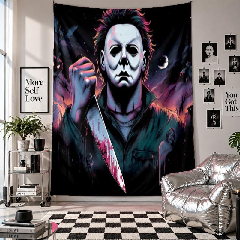 Wall TapestryHalloween Michael Myers Art Hanging Cloth Decorative Background Cover for Room Decoration