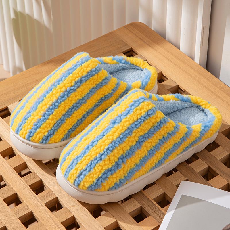 Mushroom smiley face cotton slippers women's winter indoor home soft bottom non-slip couple pattern fruit love cotton mop