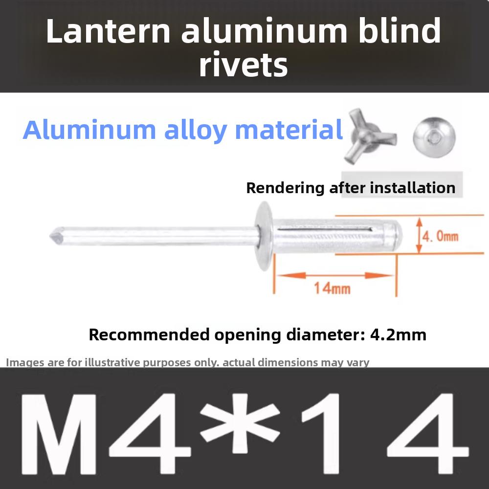 50pcs New 3.2mm 4.0mm 4.8mm Folding Blind Rivet Tri-fold Silver Tri Grip Rivets Round Head Aluminum Alloy Rivet 3.2x14mm-50pcs-