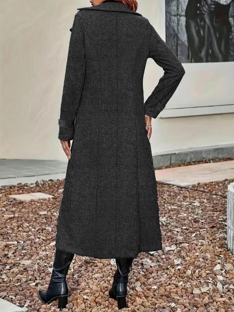 European-American Slimming Double-Breasted Mid-Length Wool Coat with Cinched Waist and Lapel 2025