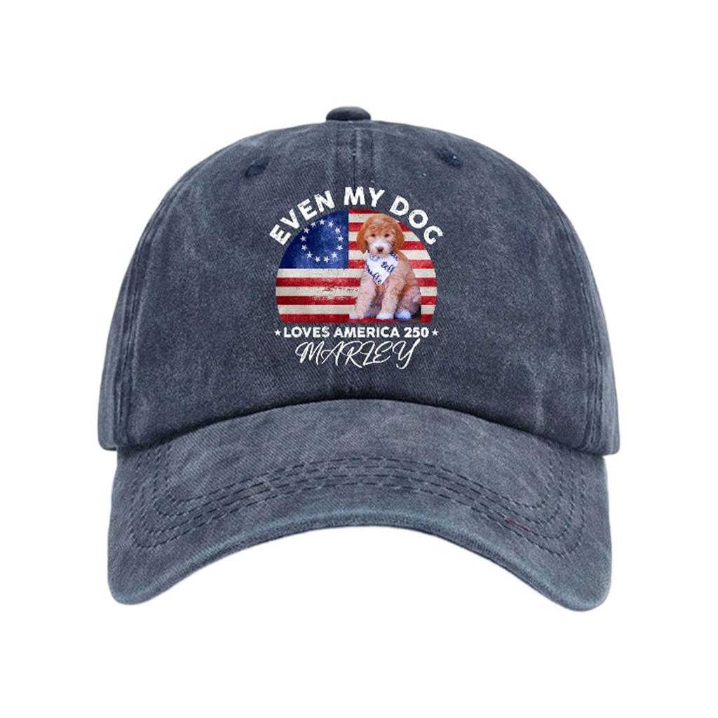 4th of July Decorations Baseball Cap for 250 Anniversary Independence Day Dog Lovers Adjustable Hat American Flag Style