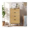 Comoda ADWOLT 4 gavetas madeira maciça e imitação bambu 55x39,8x95 cm - carvalho