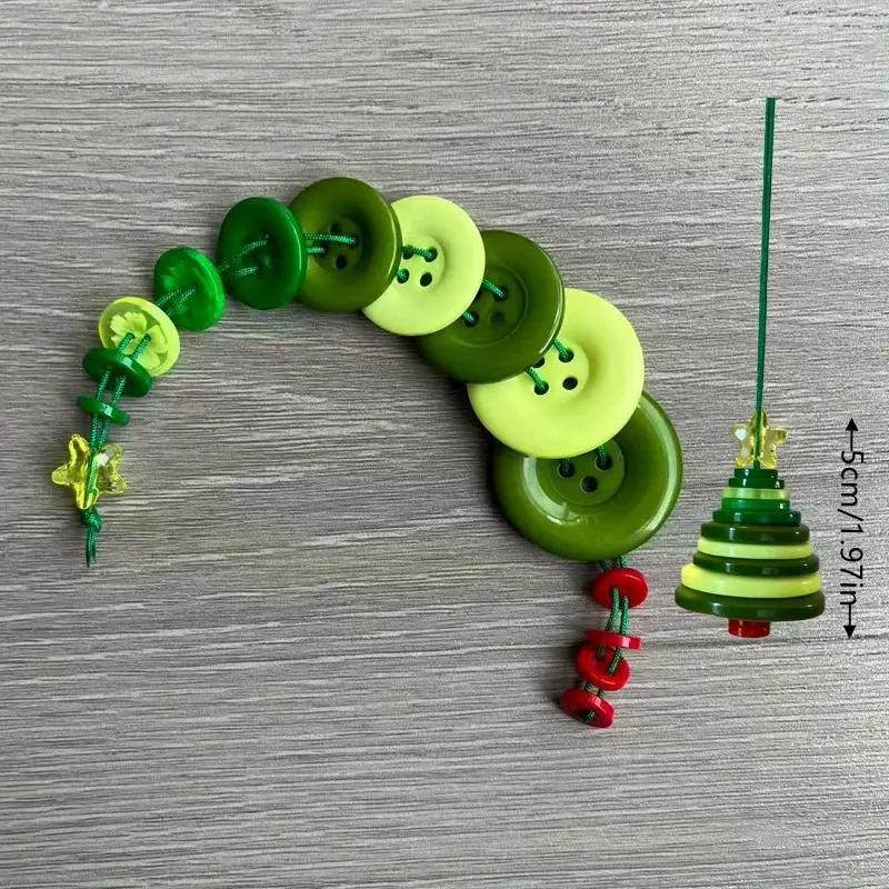 DIY Christmas Button Decoration Craft Kit Snowman Santa Claus and Angel Figures with Button Hats Easy-to-Hang Tree Ornaments