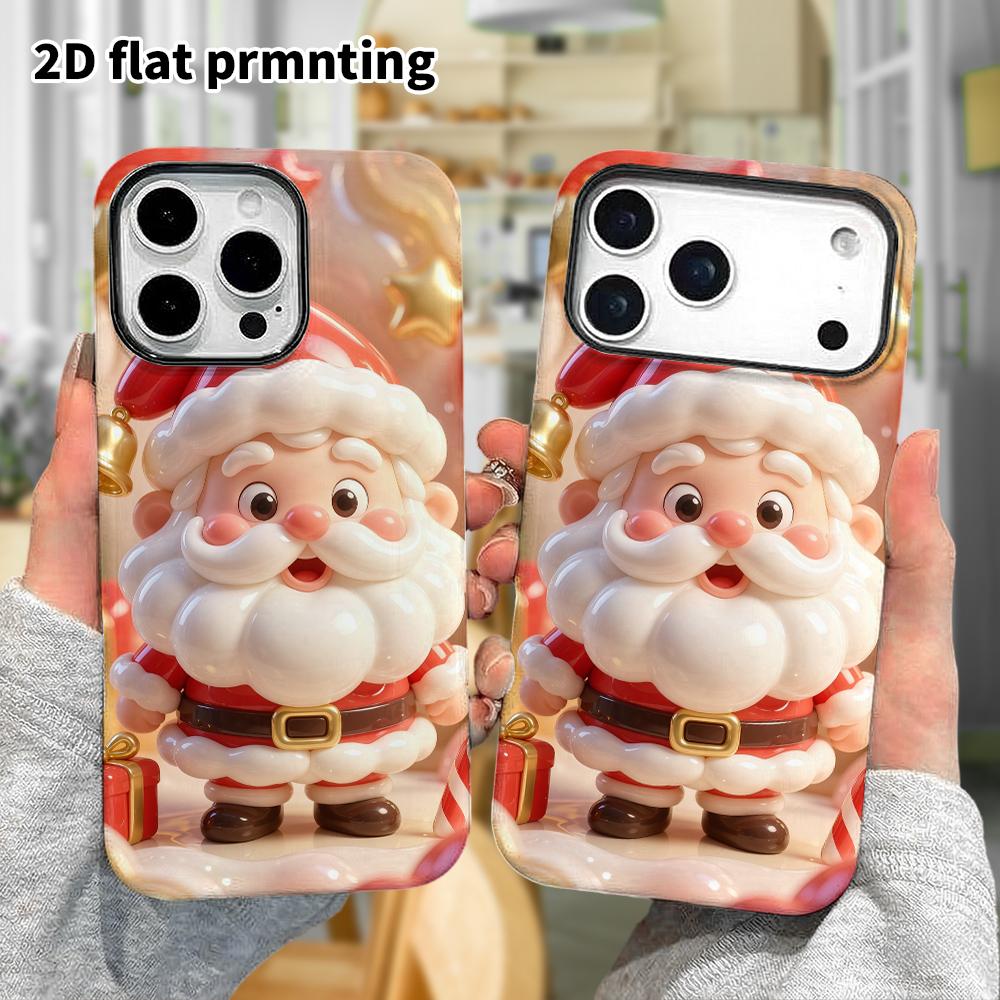 Phone Case: 2D Flat Design Suitable for iPhone 18 17 16 15 14 13 Pro Protective Case, Cartoon Santa Claus, Perfect Christmas and Halloween Holiday Gif
