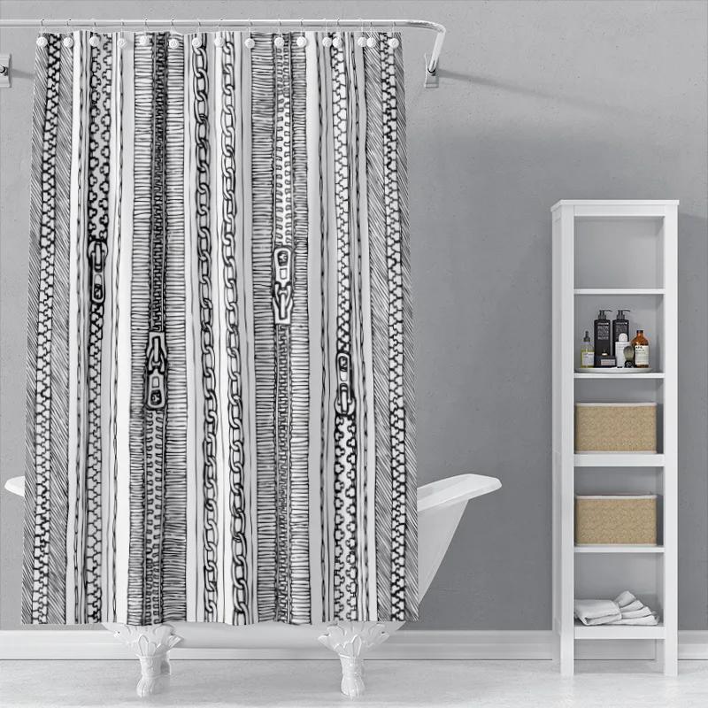 The New Isn Simple Nordic Black And White Line Draft Shower Curtain Toilet Partition Hanging Cloth Window Shading
