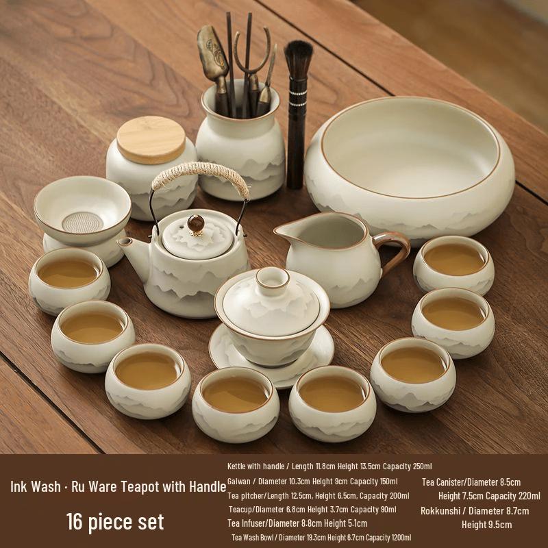 Chaxun Ink Wash Ru Kiln Gongfu Tea Set
