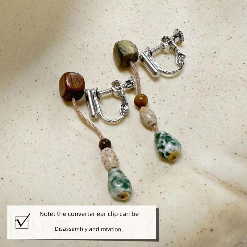 

Easiest for Match Original Best Selling Fancy Han Dynasty Jewelry Earrings 3410B Jiaocai Mai Stone Spiral Ear Clip Adapter