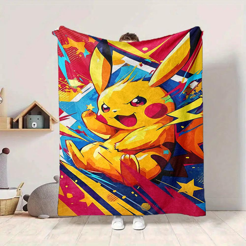 1pc Pikachu Energy Soft & Warm Flannel Blanket, Multi-Purpose Throw Blanket for Couch, Sofa, Office, Bed, Camping, Travel 137