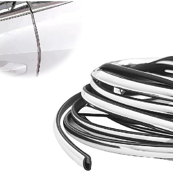 16FT (5M) Car Door Edge Protector, Universal U Shape Trim Molding Rubber Seal Protector With Fits Most Cars (Silver)