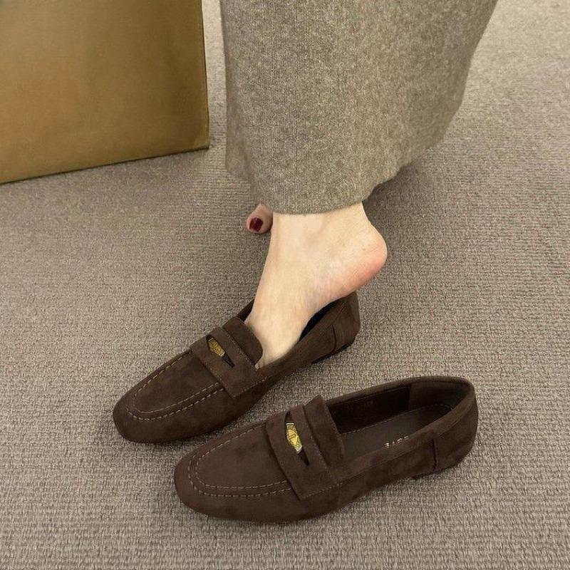 Jednoczęściowe buty wsuwane na niski obcas dla kobiet, na grubej podeszwie, płaskie, z okrągłym noskiem, "leniwe" buty