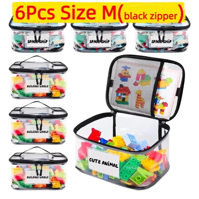 Transparent Pvc Mesh Zipper Toy Storage Bag Large Capacity Puzzle And Block Organizer Toy And Building Block Storage