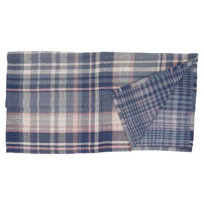 Kensei Reversible Double Gauze Tenugui Hand Navy Check [Onishi Seihan] (Japanese Towel) Tone-on TE95TP-02