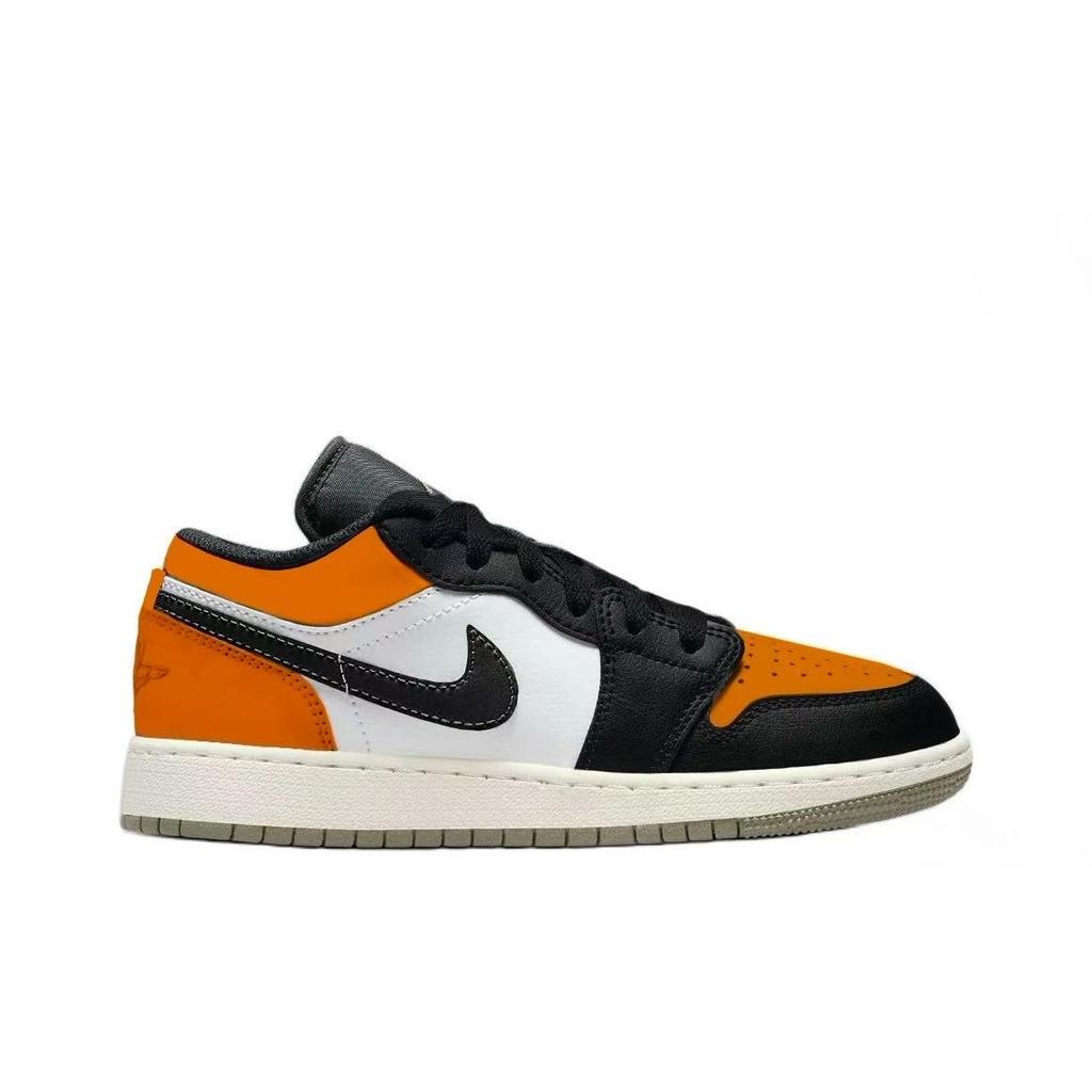 Jordan Air Jordan 1 Little Buckle Shattered Leather Abrasion Resistant Low top Vintage Basketball Shoes Unisex 553558-092(Team1119-)