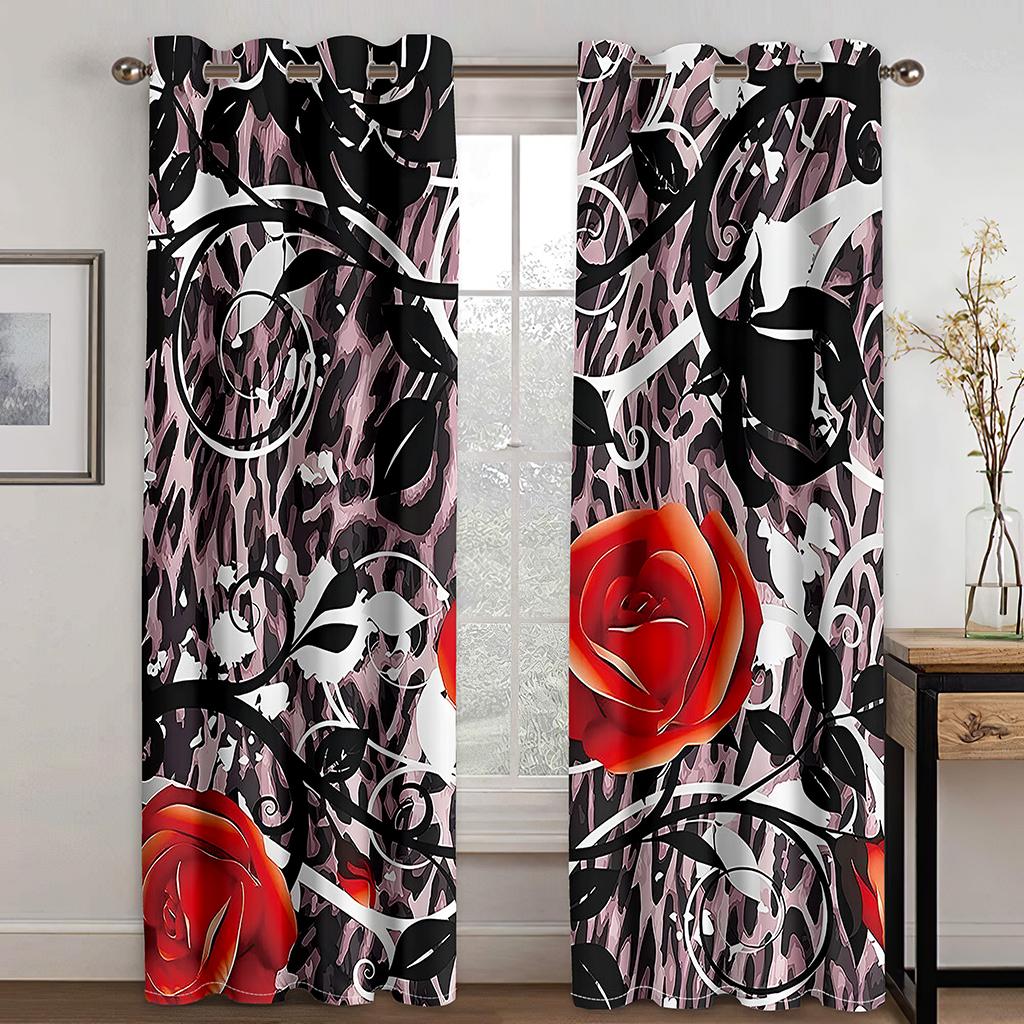 

Романтические цветы красных роз Любовь Девушка Распродажа Оконные шторы Драпировки для детской спальни Гостиной Кухни Двери Домашний декор 2 штуки W50 X H130(CM)X2&Grommet Top