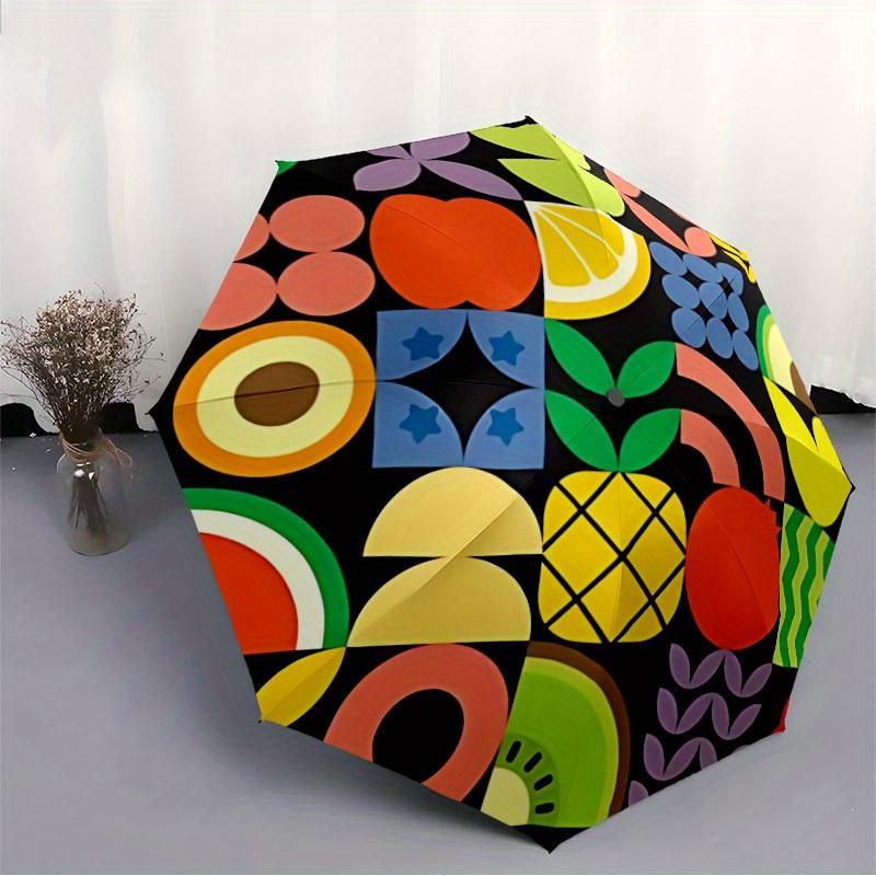 1pc Fruit Pattern Automatic Open 8-Rib Windproof Umbrella, Travel & Commuting, Suitable for All Seasons, Lightweight Portable,041