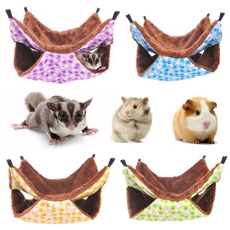 Hamster Hammock Double Layer Thick Plush Hanging Sleeping Bag Keep Warm Cotton Nest for Totoro Guinea Pig Pet Winter Supplies