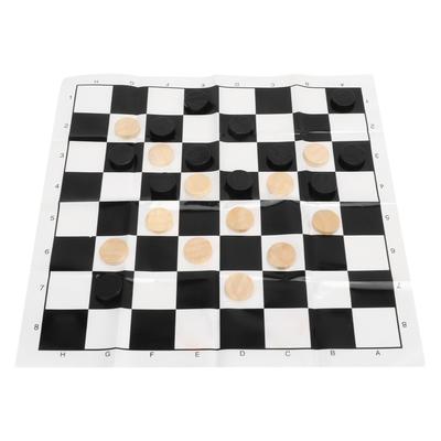 Wooden International Checkers Board Game Checkers Pieces Film Chessboard Transparent Plastic Box Set
